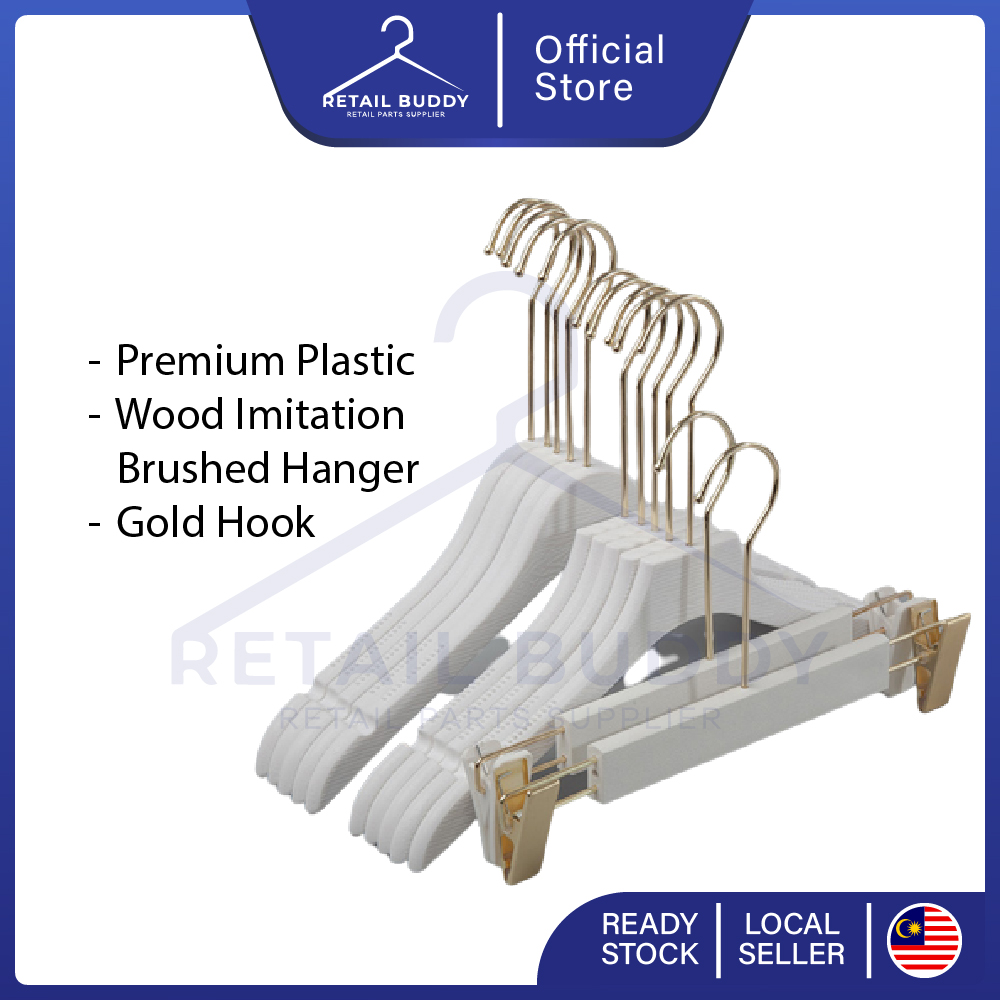 Gold Hook White Hanger With Clips Retail Buddy